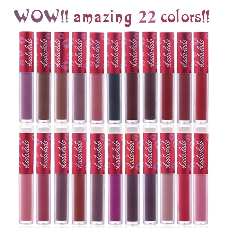 

KADALADO 22pcs/Lot Sexy Color Waterproof Matte Lipstick S Lip Gloss Long Lasting Liquid Lpstick Lipgloss Makeup