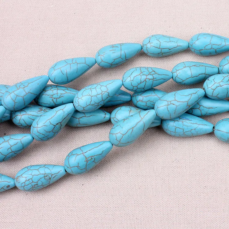 

16pcs/Strand12*25mm Tear Water Drop Shapes Blue Howlite Natural Stone Striated Beads Jewelry Findings For DIY Bracelet Necklace