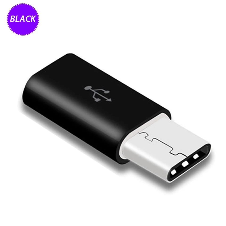 8 мм Длинный usb type C адаптер для Blackview BV8000/BV9000/Pro S6 Micro USB Женский к type C Мужской конвертер type-C Кабель-адаптер - Цвет: black