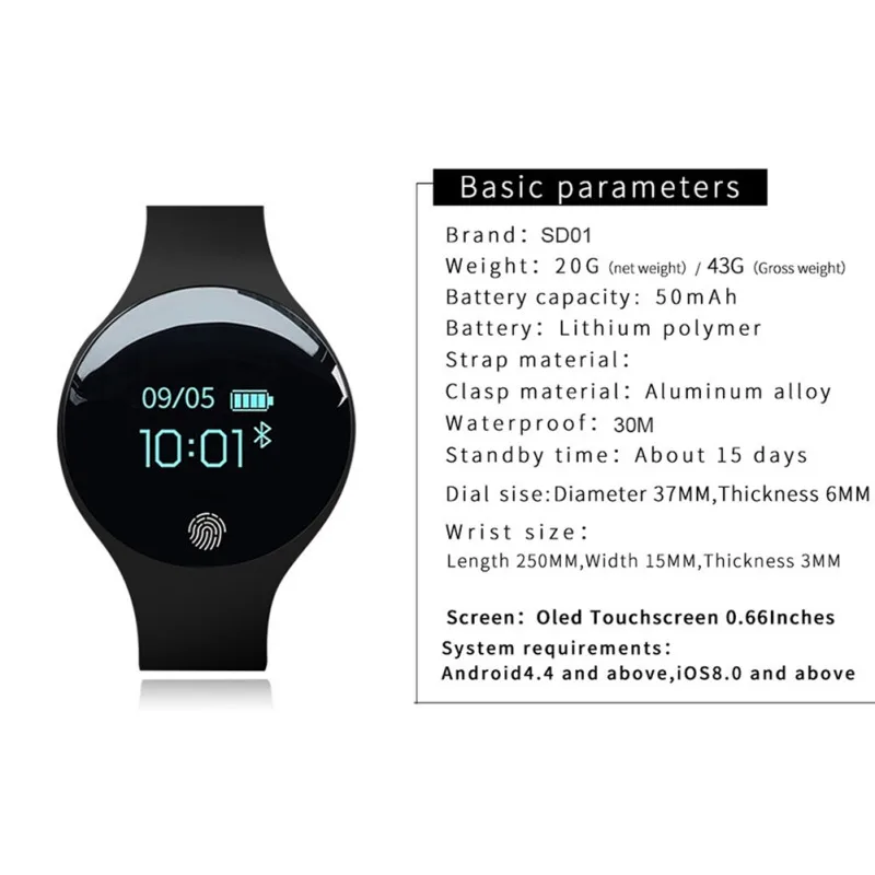 SD01 цветной экран умный браслет счетчик шагов трекер движения для Android/IOS мобильного телефона умный Браслет