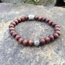 SN0408 линии на браслеты из дерева буддийский браслет голова Будды деревянные украшения для мужчин