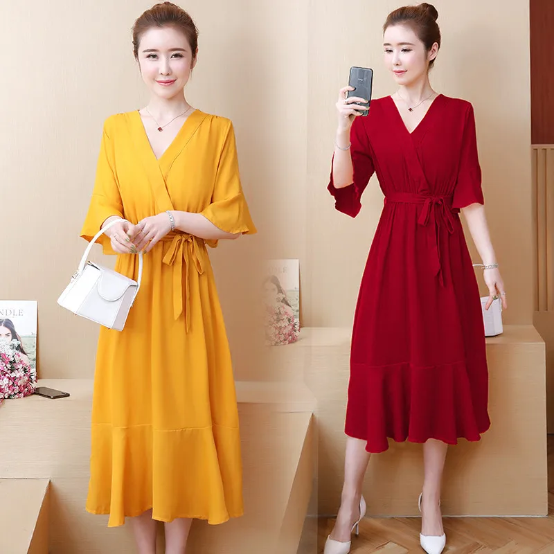 

Summer Retro Elegant Party Women Dresses Plus Size V-Neck Short Sleeve Dress Ladies Casual Beach Female Dress Vestidos Sexy Soli
