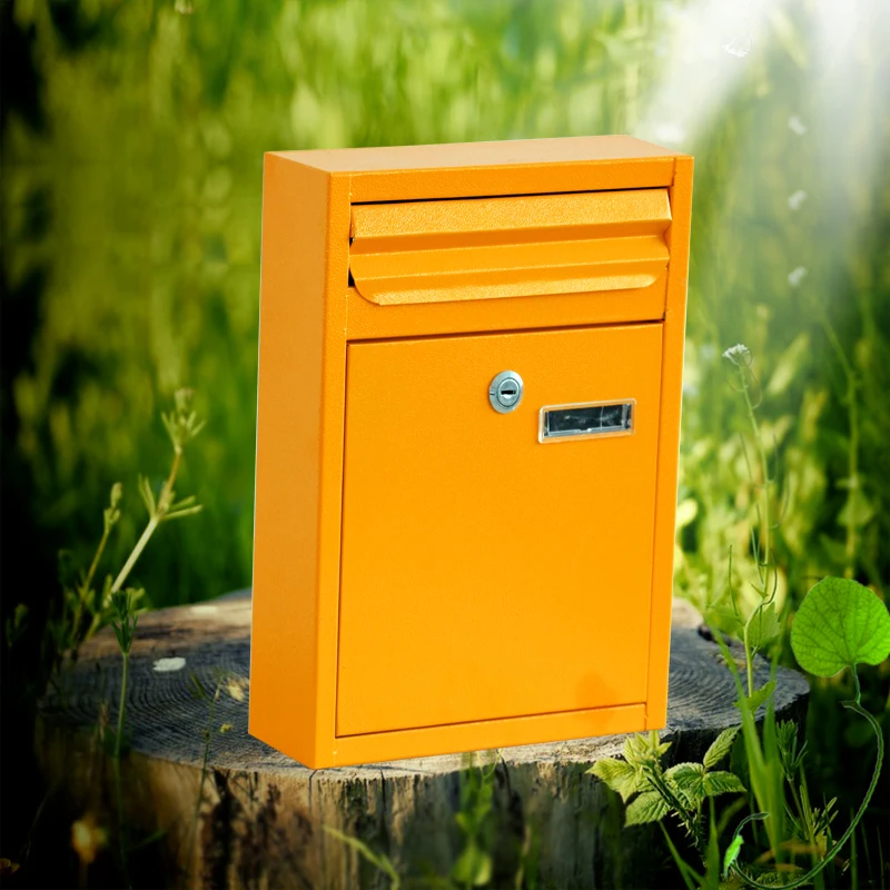 

Yellow Outside Mailbox Wall Hanging Mounted Locking Mailbox Letterbox Post Box with Keys
