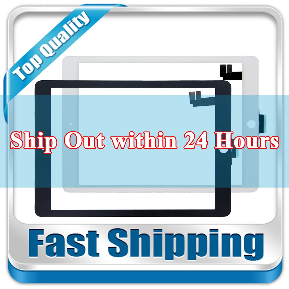Nuovo Per Ipad Air 2 Per Ipad 6 A1567 A1566 Sostituzione Touch Screen Digitizer Vetro Senza Pulsante Home Bianco Nero