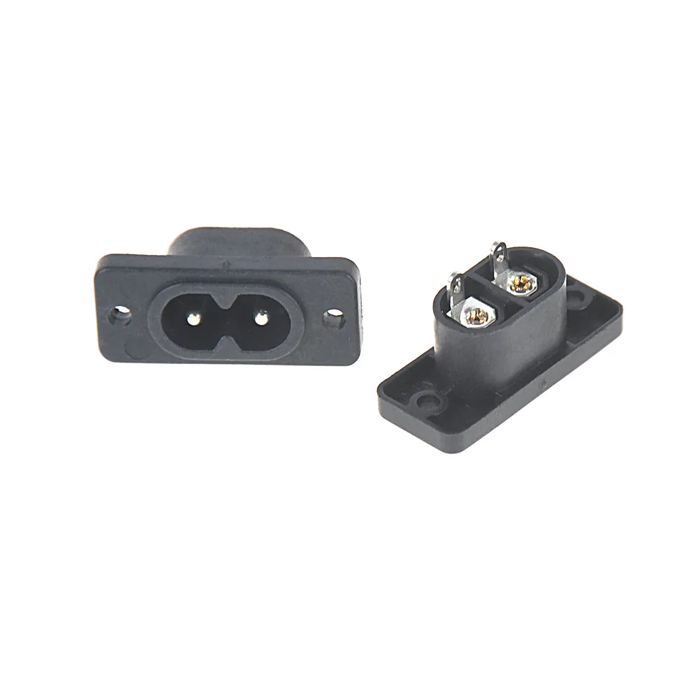 5 PCS Power Plugs IEC320 C8 2 Terminal Power Plug Inlet Socket AC 250V 2.5A Black