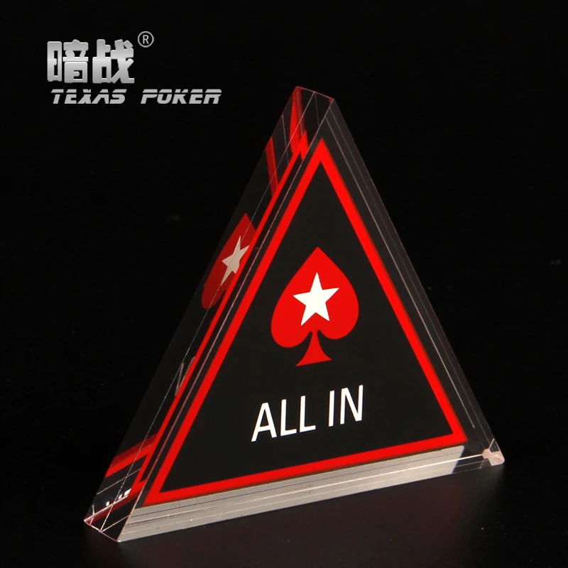 

Hot Sale Poker All In Button Triangle Acrylic All In Button Texas Hold'em PokerStars ALL IN Poker Cards Guard Poker Chips Dealer