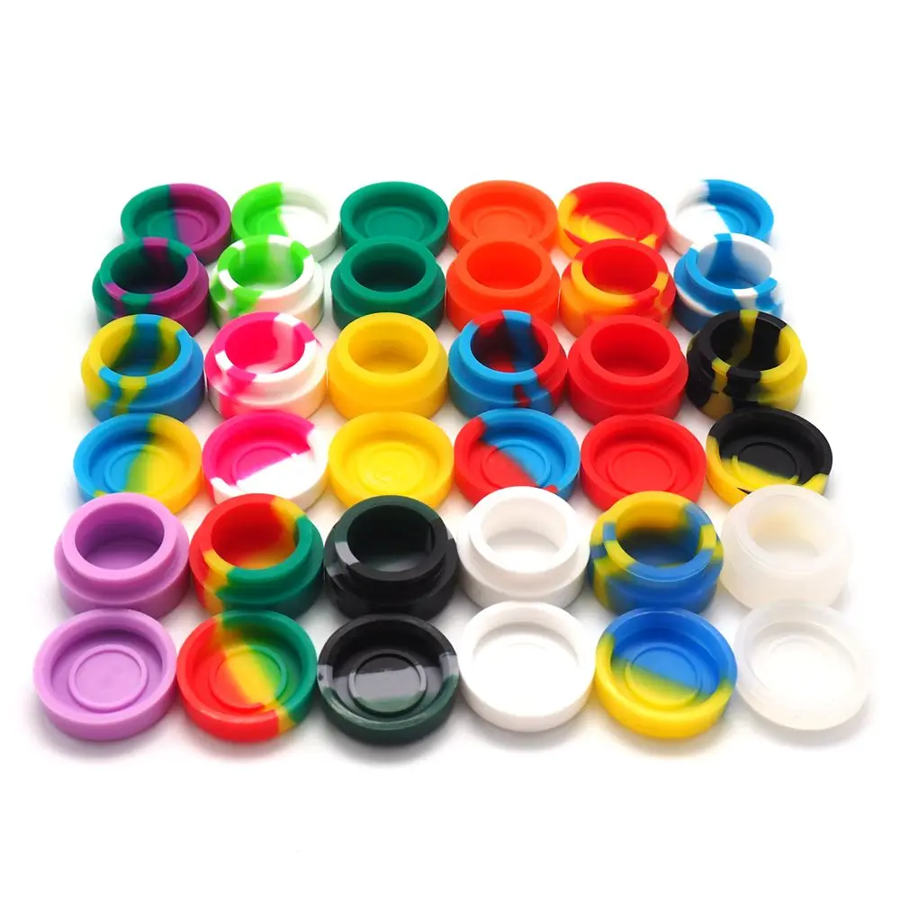 

100pcs\lot 5ml non-stick round silicone container for oil wax dab jar approved by FDA colorful