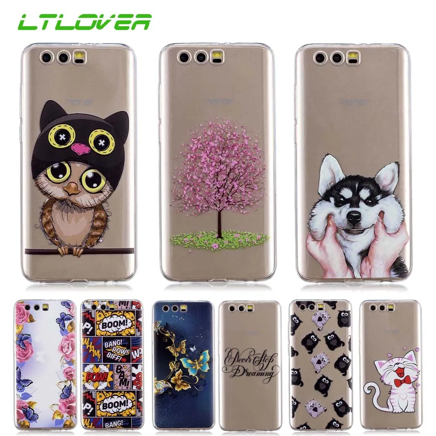 Husky Cherry blossoms Printed Soft TPU Case For Huawei Honor 9 Lite Comic Silicone Back Cover 6C 6A 7C Cases |