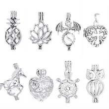 DIY ювелирные изделия стеклянная жемчужная клетка медальон старинный серебряный ароматерапия с парфюмом эфирное масло диффузор ожерелье медальон Кулон