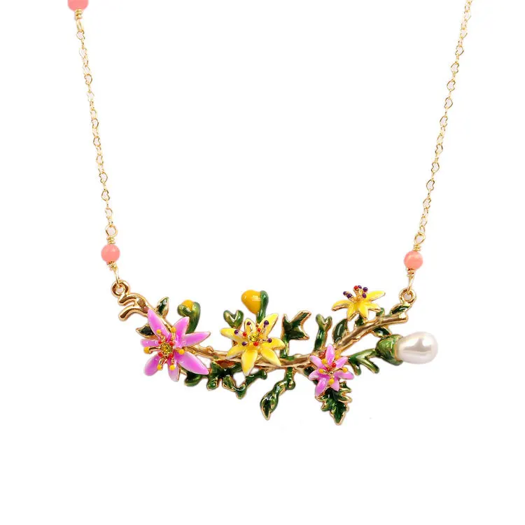 

Europe and the United States Style Copper Fashion Trendy Flower Gem Necklace Earrings Ring For For Women Jewelry