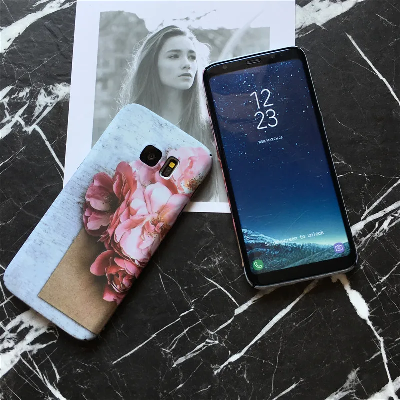 Для Samsung Galaxy S8/s8plus/S7 матовый чехол светящийся чехол с цветами для Galaxy S8 Plus жесткий чехол-накладка из ПК для телефона, полный край защиты