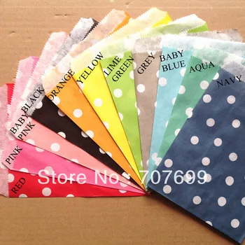 

$100 Above Free DHL Shipping 600pcs polka dot party favor bags paper birthday party favor bags, paper bags Mix Colors Welcome