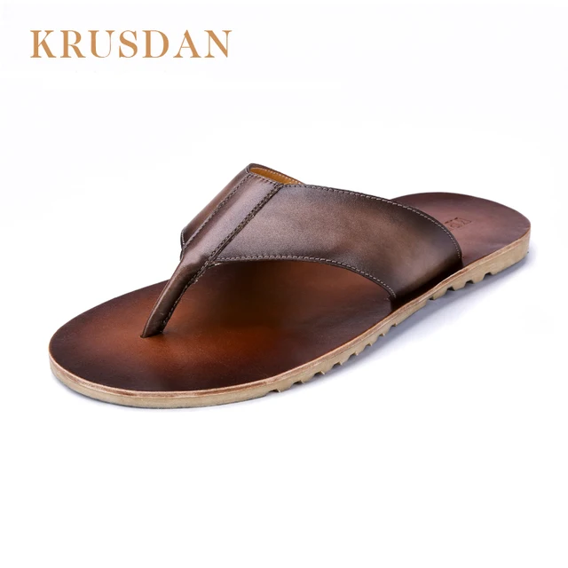 genuine leather flip flops
