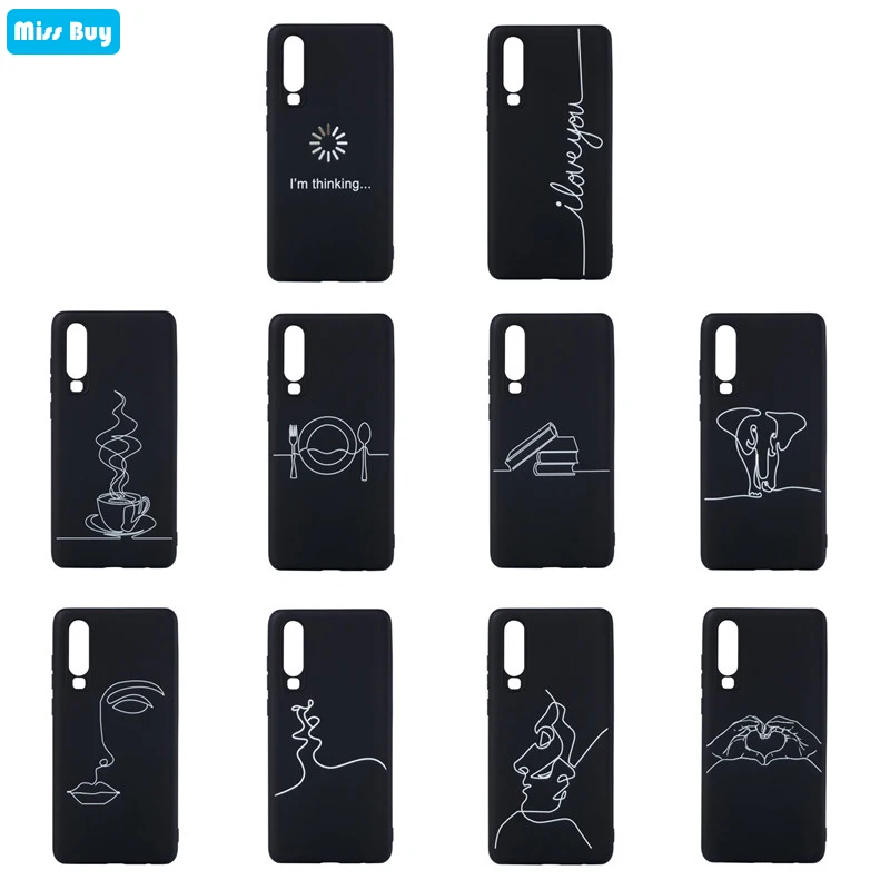 

Hot Line Art Abstract Kiss Heart Soft Silicon Case for huawei P30 Pro P20 Lite p8 p9 lite 2017 p10 pLUS Y3 Y5 2017 Cover Fundas