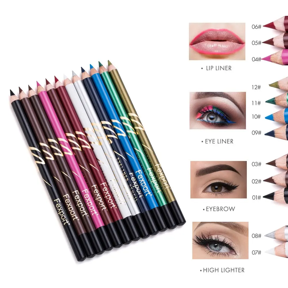 

ELECOOL 12 Optionals Eye Make Up Eyeliner Pencil Waterproof Eyebrow Beauty Eye Liner Pen Lip Stabs Cosmetics Eyes Makeup TSLM2
