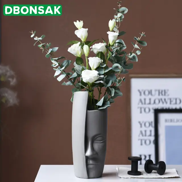 Online Shop Nordic Face Art Vase Ceramic Flower Arrangement Vase