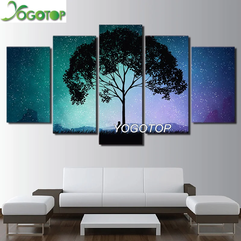 

YOGOTOP DIY Diamond Painting Cross Stitch Kits Full Embroidery 5D Square Drill Mosaic Home Decor Cosmic space tree 5pcs ML556