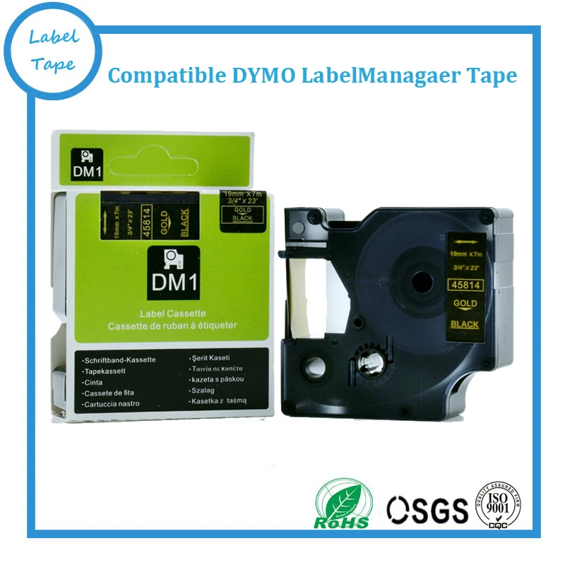 Sale 19mm gold on black dymo D1 45814 label tapes compatible dymo labelmanager labellers-in ...