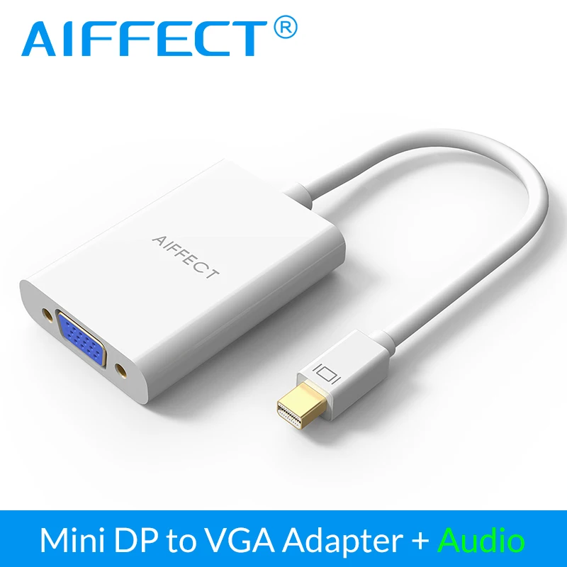 

AIFFECT Mini DisplayPort Thunderbolt Port Compatible to VGA Converter with Audio For Apple Macbook Google Chromebook and More