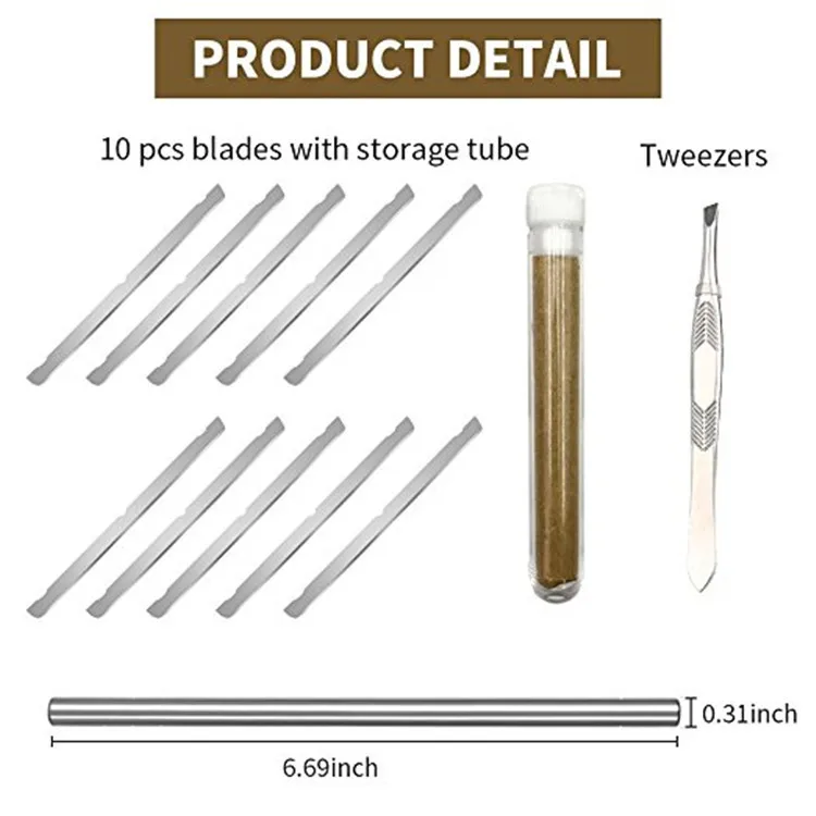 1 ручка+ 10 лезвий, зажим для салона, волшебная ручка с гравировкой, нержавеющая сталь, бритва для стрижки, карандаш для бритья, бровей, бороды, набор инструментов для удаления волос