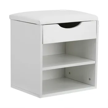 

HDF + PU Cushion Home Entryway Hallway Shoe couch Wooden Shoes Storage Organizer Cabinet Padded Seat