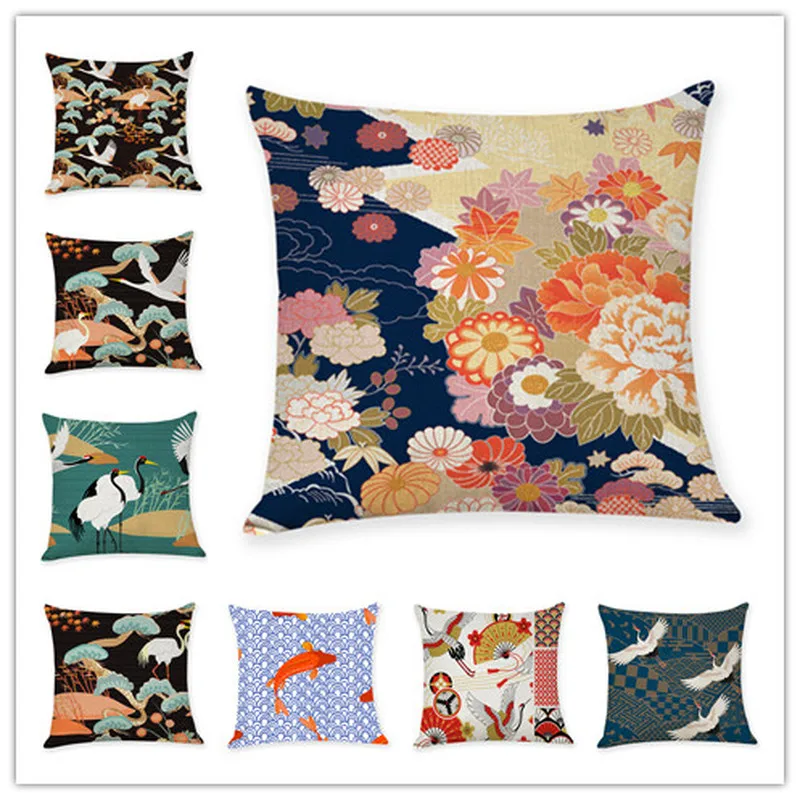 

Dedicated to Japanese and wind texture cotton and linen printing home pillow cover car cushion cover living room sofa pillowcase