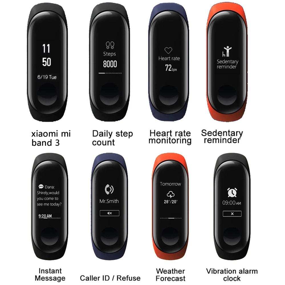 Xiaomi Mi Band 2 Miband Band2 Браслет Smart Heart Rate Monitor Фитнес трекер Тачпад OLED ремень|xiaomi mi band