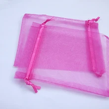 11*16 см 100 шт розово-красные подарочные сумки для ювелирных изделий/свадьбы/рождества/дня рождения пряжи мешок с ручками упаковки органзы сумки