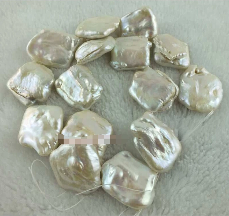 

Miss00140 Natural 20x20mm Square Flat White Fresh Water Pearl Beads 15