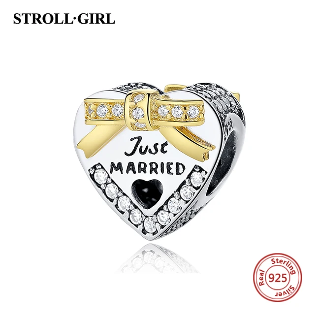 Aliexpress Fit Original Pandora Charm Bracelet 100 925 Fit Original Pandora Charm Bracelet 100 925 Sterling Silver Just Married Wedding Heart Shaped Beads