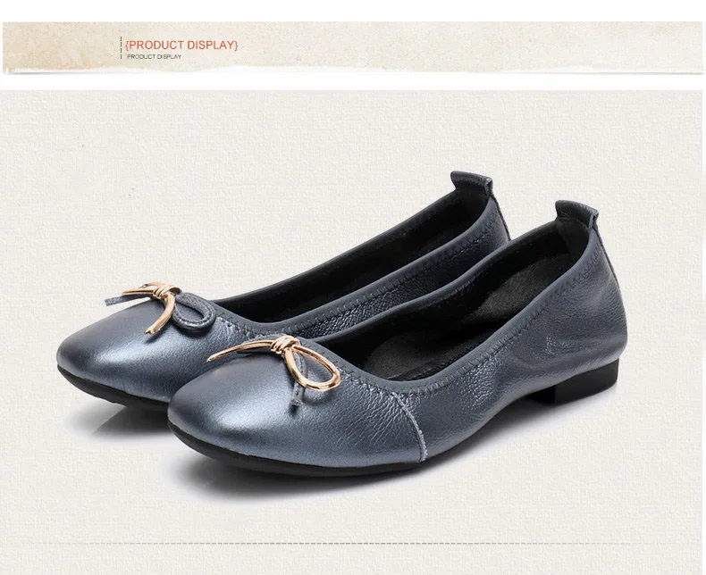 Women's Handmade Shoes Genuine Leather Ballet Flat Slip On Mother Shoes Woman Loafers Soft Single Casual Moccasins Women Shoes (7)
