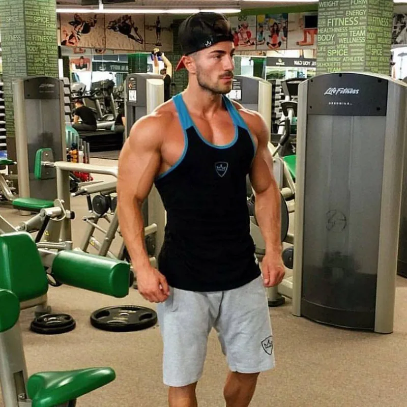 Men Set Clothing Fitness Skinny Tight Mens Suits Summer GYMS Tank