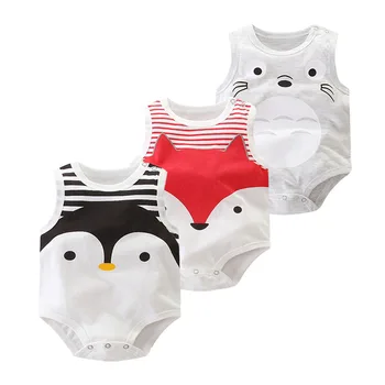 

Summer 2020 Sleeveless Baby Girl Bodysuit Newborn Cute Cotton Penguin Style Jumpsuit For Baby Boy Clothing Kids Clothes