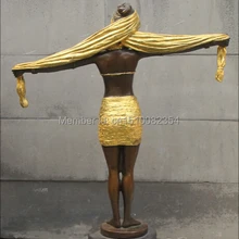 1" Подпись Бронзовый Мраморный ИСКУССТВО Статуя желтая юбка Belle Завернутый голову платок