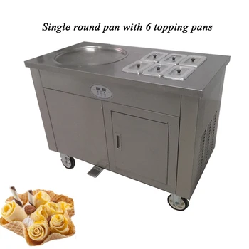 

R410A Good feedback thailand rolled fried ice cream machine with topping cooling tanks with 4pcs shovel