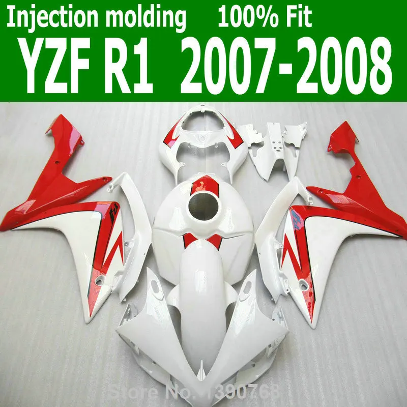 Инъекционные Обтекатели для YAMAHA YZF R1 07 08 (красный белый) yzfri Бесплатная доставка