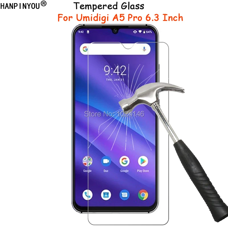 

For Umidigi A5 Pro 6.3" Clear Tempered Glass Screen Protector Ultra Thin Explosion-proof Protective Film + Clean Kit
