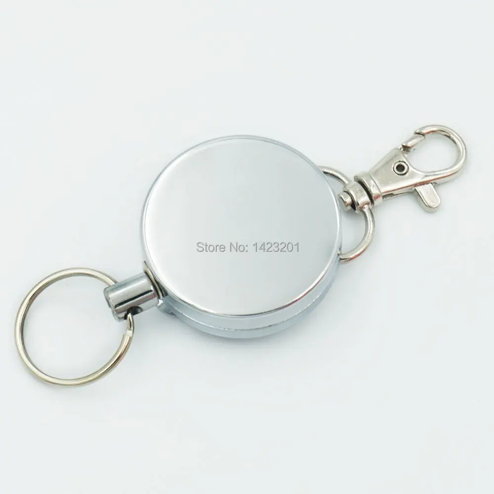 

2 Pcs / Lot 40mm Reel Retractable Keyring Chain Pull Key ID Badge + Swivel Clips style A for Metal Rope lanyard Carabiner Clip