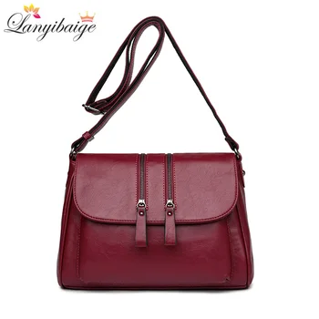 

LANYIBAIGE Brand 2018 Fashion Double zipper Women handbags High Quality Leather Women Bags Designer Shoulder Messenger Bag Sac