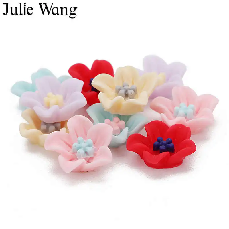Julie Wang 50 шт. 13 мм Цветы из смолы с плоской задней стороной подвеска-слайм кабошоном