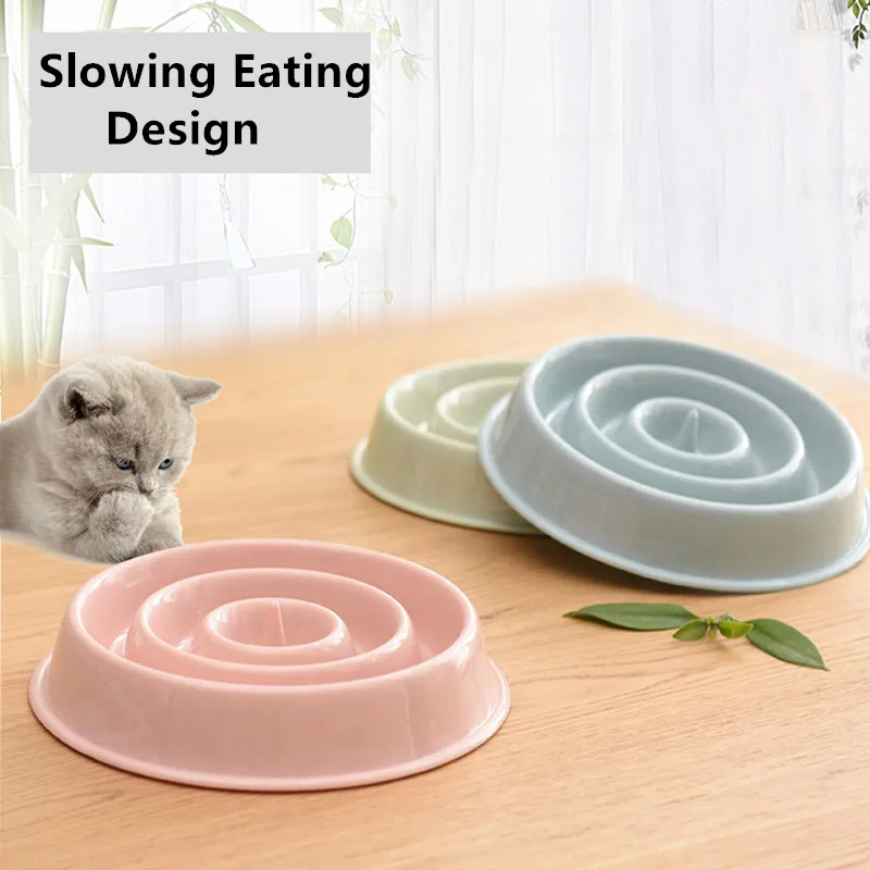Pet Cat Dog Bowl Interactive Slow Food Pet Bowl Anti Slip Gulp Feeder