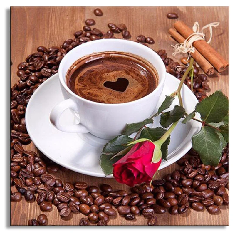 

Diamond Painting Full Square Drill Coffee Rose Daimond Painting Rhinestone Embroidery Cross Stitch Crystal Mosaic LE00318