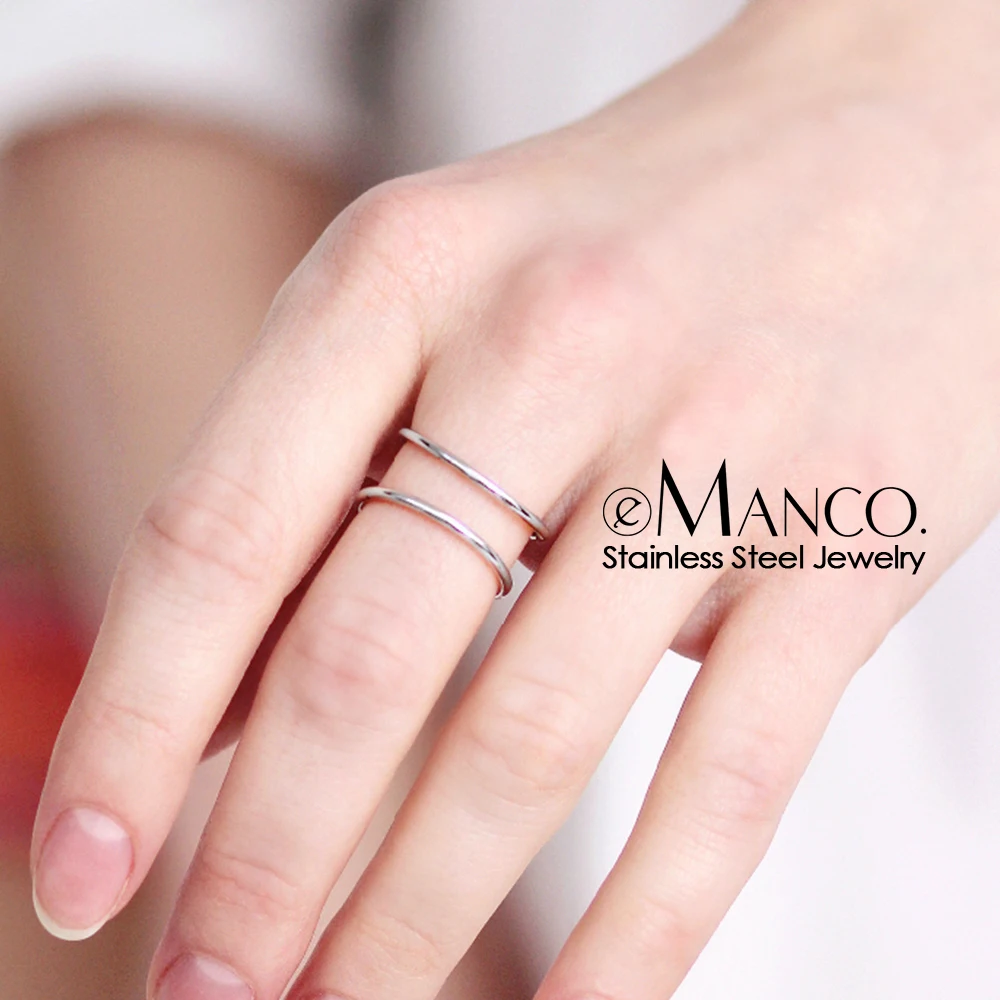 

e-Manco Trendy Stainless Steel Rings for women Vintage Geometric pinky ring Dainty stackable Round midi rings jewellery