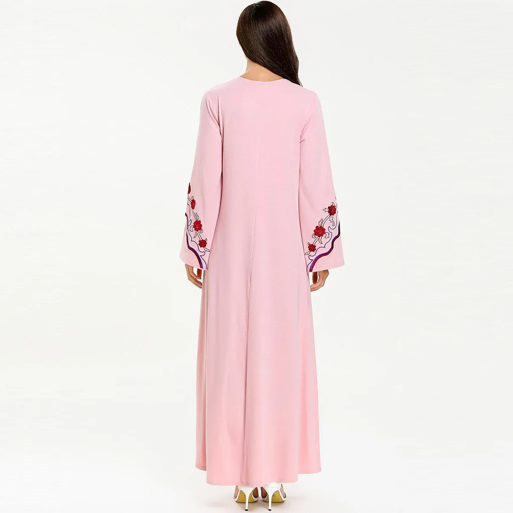 Абая с вышивкой мусульманское платье Дубай Длинное Макси платье халат Абая Исламский Дубай Кафтан Рамадан женское Абая платье# G8