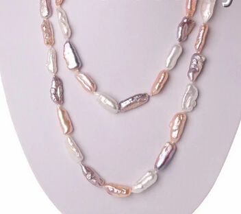 

Miss charm Jew1307 long 46" big 30mm baroque white pink purple freshwater pearl necklace