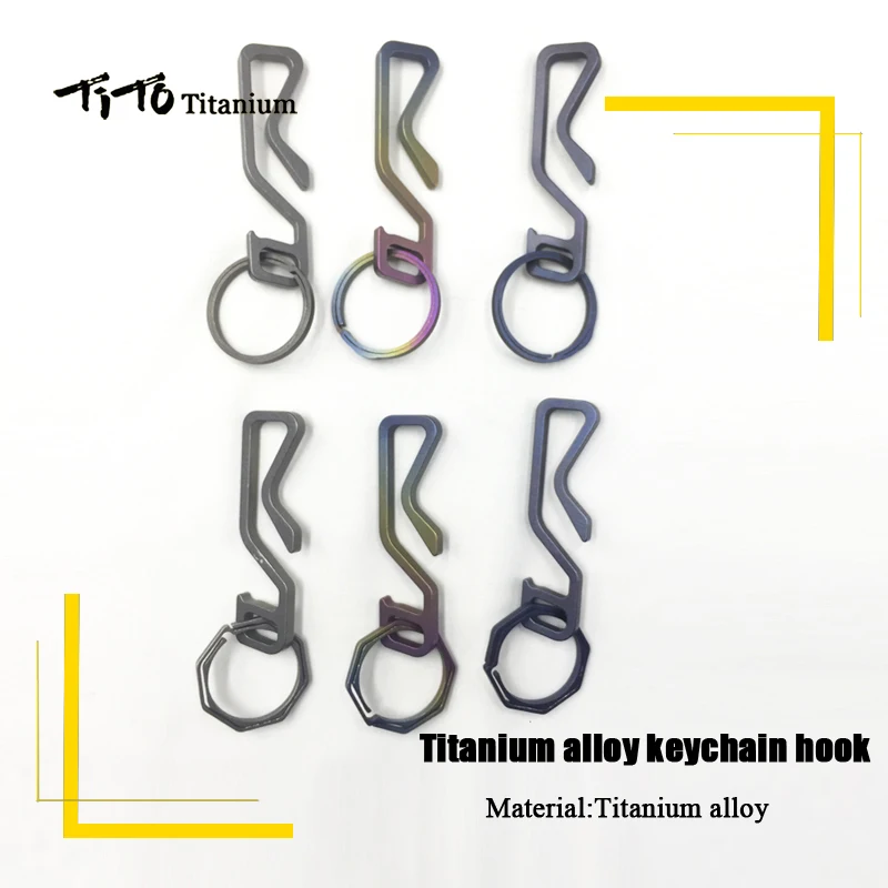 

TiTo EDC Titanium alloy Carabiner key clip Keychain hooks key ring hanging buckle Hiking Backpack key ring one set