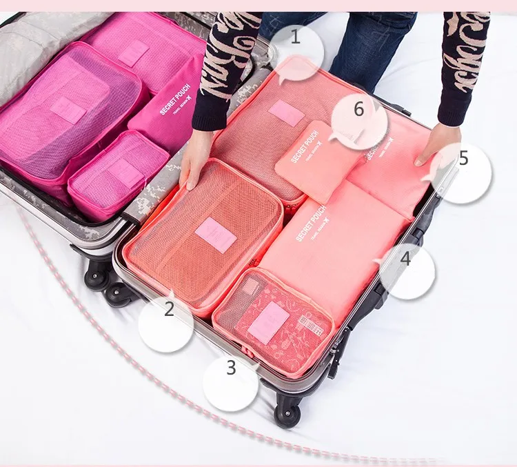 Новое поступление Корейская Стильная Женская дорожная сумка для хранения водонепроницаемой одежды органайзер портативного хранения Чехол 6 комплектов