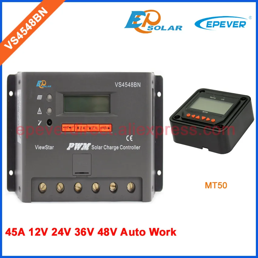 

Controller PWM VS4548BN New series ViewStar solar panel regulator 45A 45amp EPEVER Brand product with MT50 remote meter