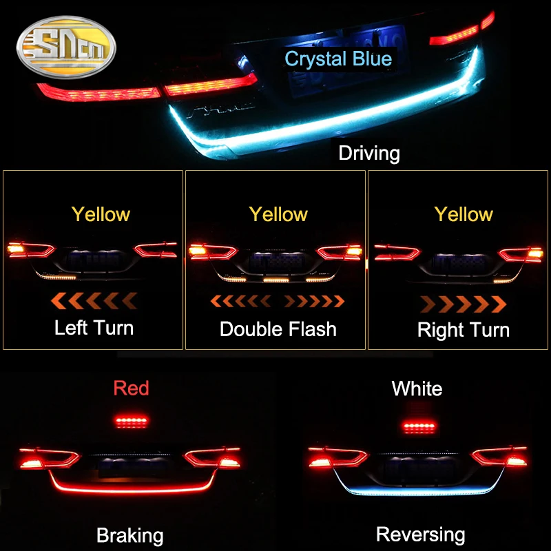 

SNCN Car LED Strip Lighting Rear Trunk Tail Light Dynamic Streamer Brake Turn Signal Reverse Leds Warning Light Signal Lamp
