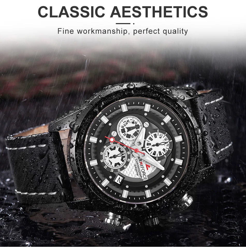 Топ бренд ARMIFORCE Роскошные мужские часы кварцевые Военные мужские часы с кожаным ремешком деловые мужские наручные часы водонепроницаемые спортивные часы